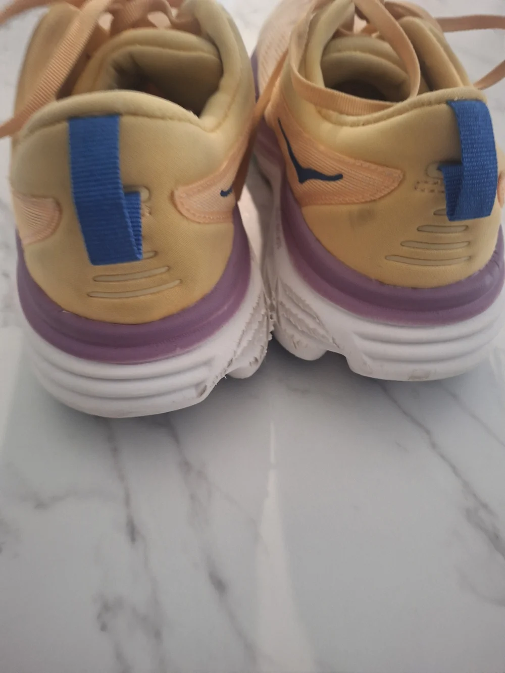 Hoka Women's Peach and Purple Running Sneakers with Blue Logo